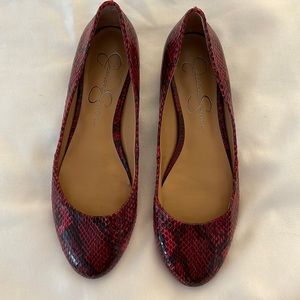 Burgundy Snakeskin Flats